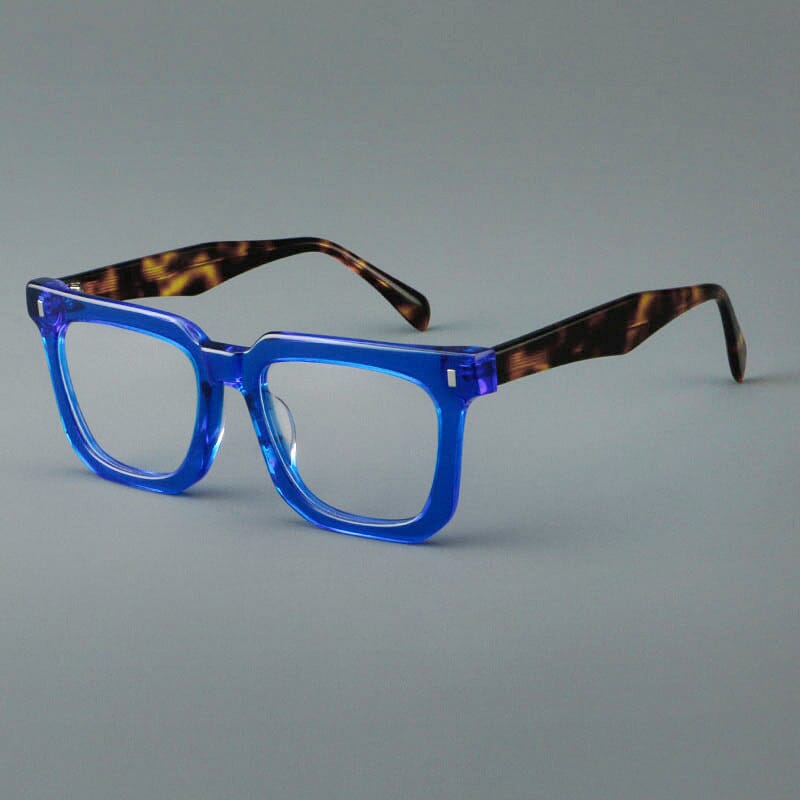 Aric Rectangle Acetate Glasses Rectangle Frames Southood Clear Blue 