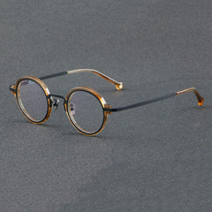 Aston Vintage Acetate Glasses Frame Round Frames Southood Black amber 