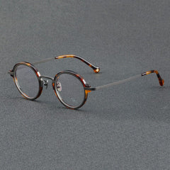 Aston Vintage Acetate Glasses Frame Round Frames Southood Gray leopard 