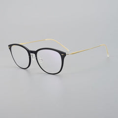 Augusta Ultra light Titanium Geometric Glasses Frame Cat Eye Frames Southood Black gold 