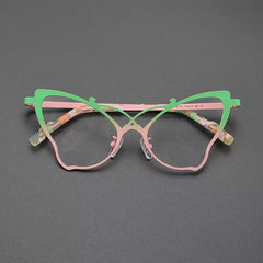 Belinda Cat Eyes Titanium Glasses Frame Cat Eye Frames Southood Green Pink 