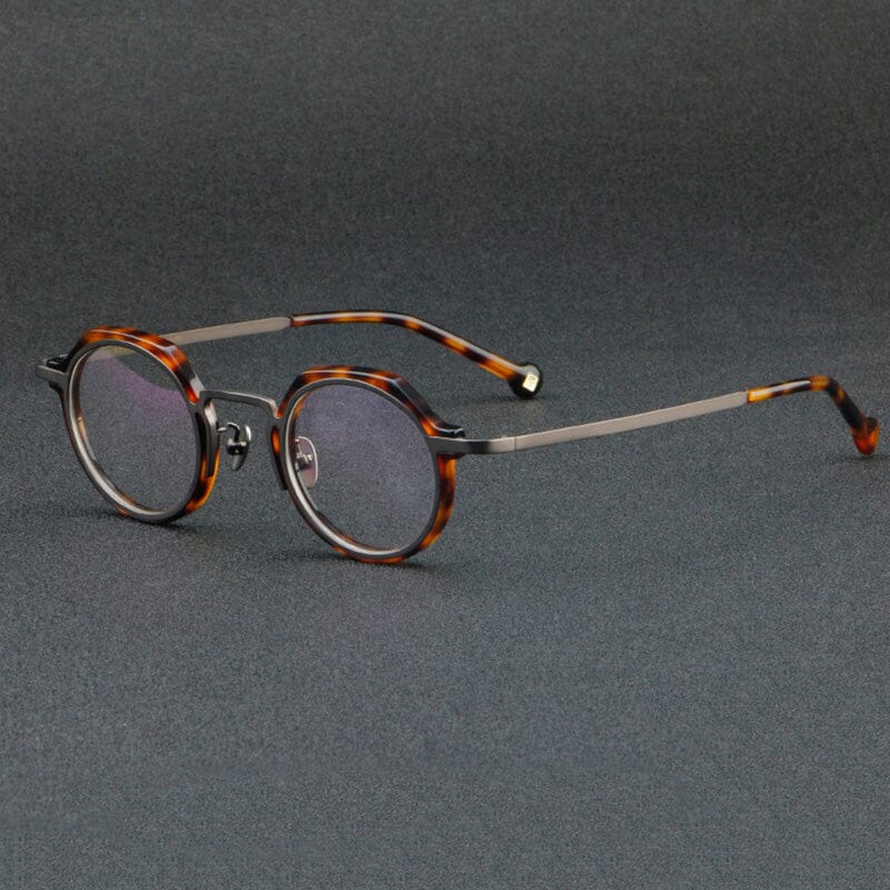 Berwin Vintage Acetate Glasses Frame Round Frames Southood Gray leopard 
