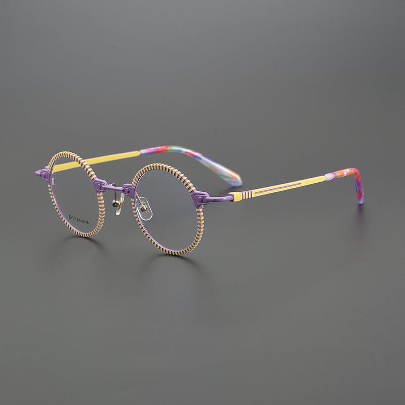 Bevin Round Titanium Glasses Frame Round Frames Southood Purple 