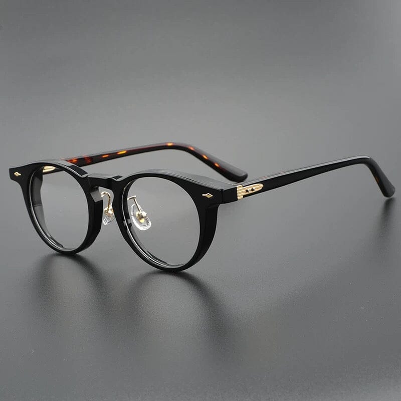 Brice Vintage Acetate Glasses Frames Round Frames Southood Black leopard 