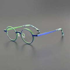 Chay Titanium Round Glasses Frame Round Frames Southood Blue Green 
