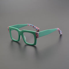 Cicilia Acetate Rectangle Glasses Frame Rectangle Frames Southood Matte Green 