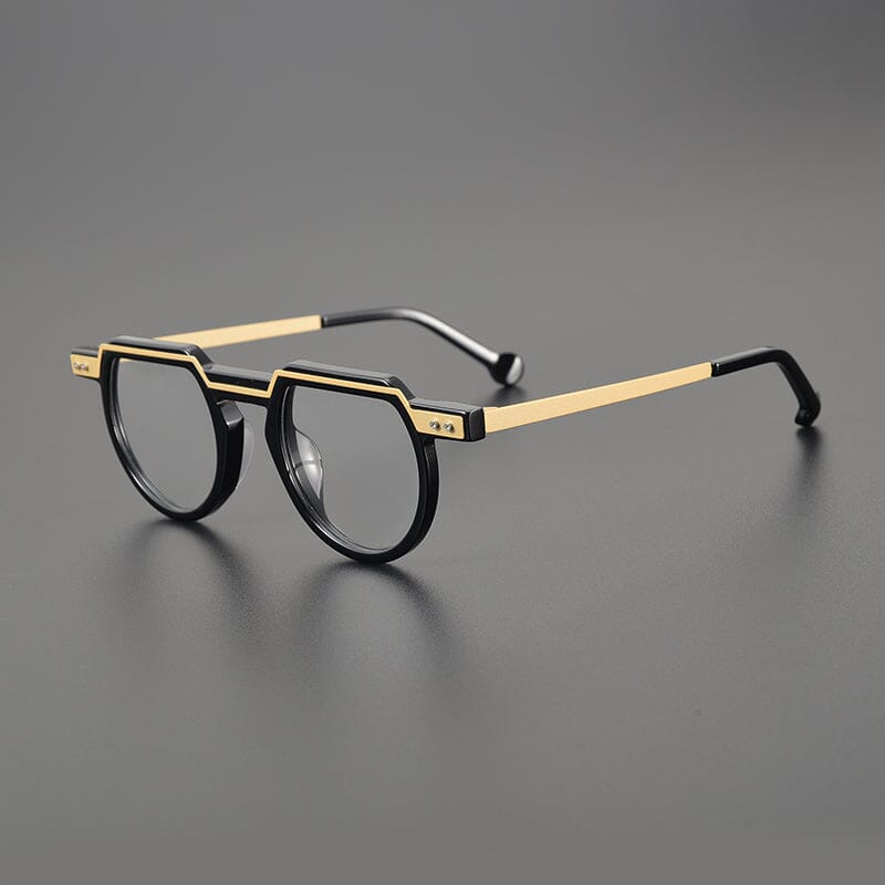 Clem Retro Acetate Eyeglasses Frame Geometric Frames Southood Black Gold 