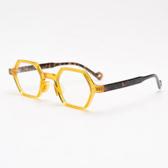 Daryll Polygon TR90 Vintage Eyeglass Frame Geometric Frames Southood Yellow Leopard 