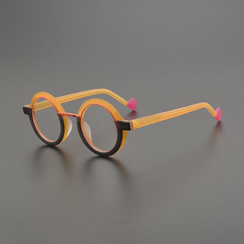 Dustin Retro Round Acetate Glasses Frame Round Frames Southood Matte Yellow 