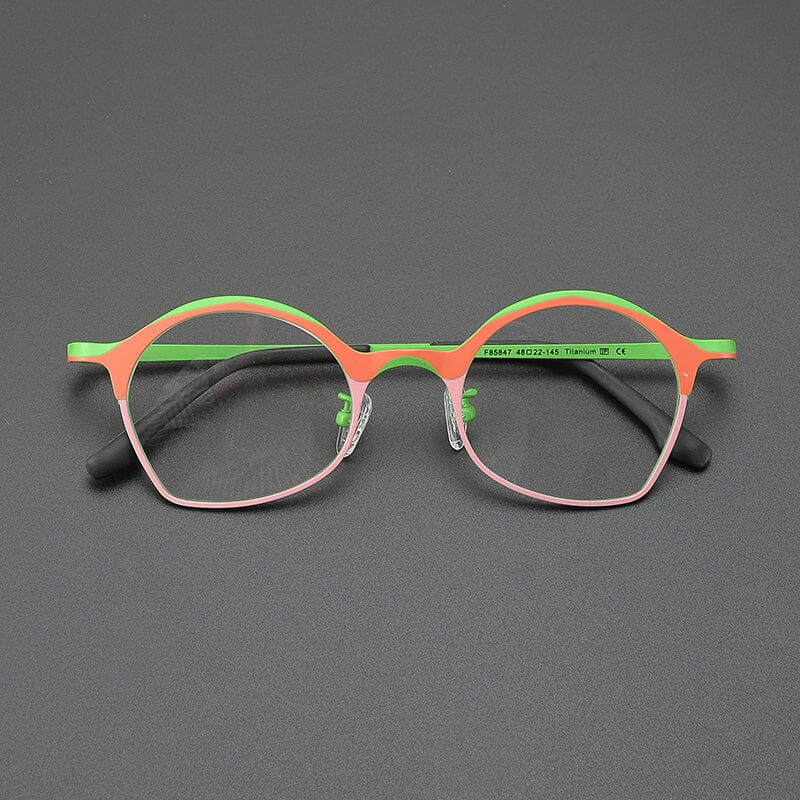 Eka Vintage Titanium Glasses Frame Geometric Frames Southood Red Pink 