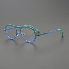 Faraj Pilot Titanium Glasses Frame Aviator Frames Southood Green Blue 