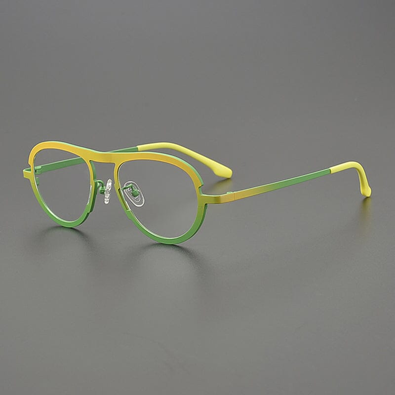 Faraj Pilot Titanium Glasses Frame Aviator Frames Southood Yellow Green 