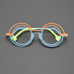 Faron Round Titanium Glasses Frame Round Frames Southood Orange Blue 