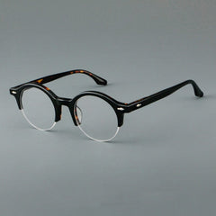 Gace Round Acetate Glasses Frame Round Frames Southood Black Leopard 