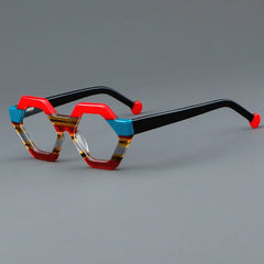 Garz Vintage Acetate Glasses Frame Geometric Frames Southood Red blue 