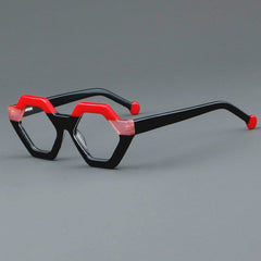 Garz Vintage Acetate Glasses Frame Geometric Frames Southood Red pink 