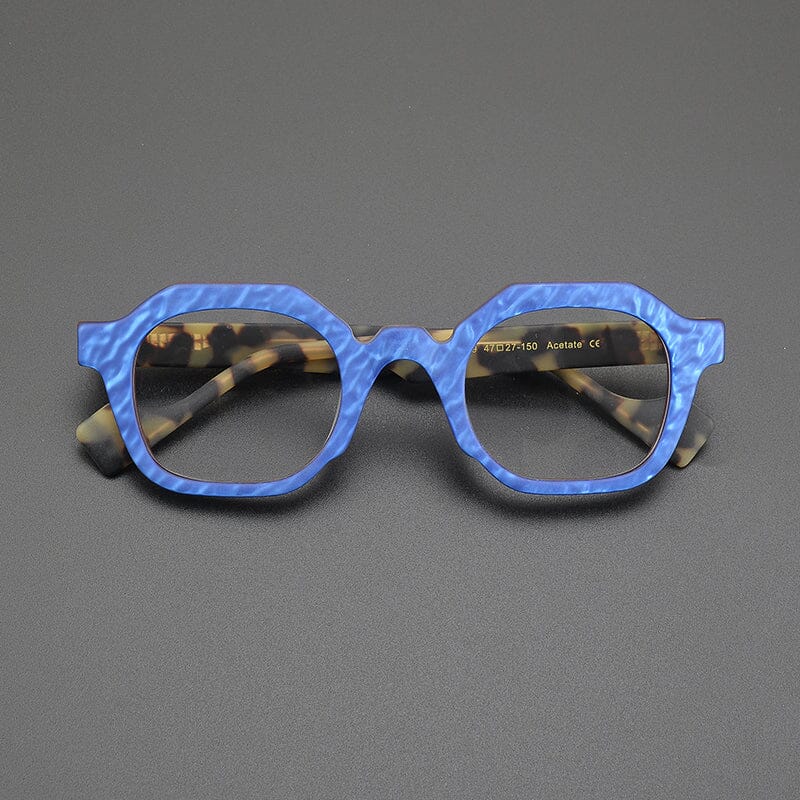 Goldy Retro Acetate Glasses Frame Geometric Frames Southood Matte Blue 