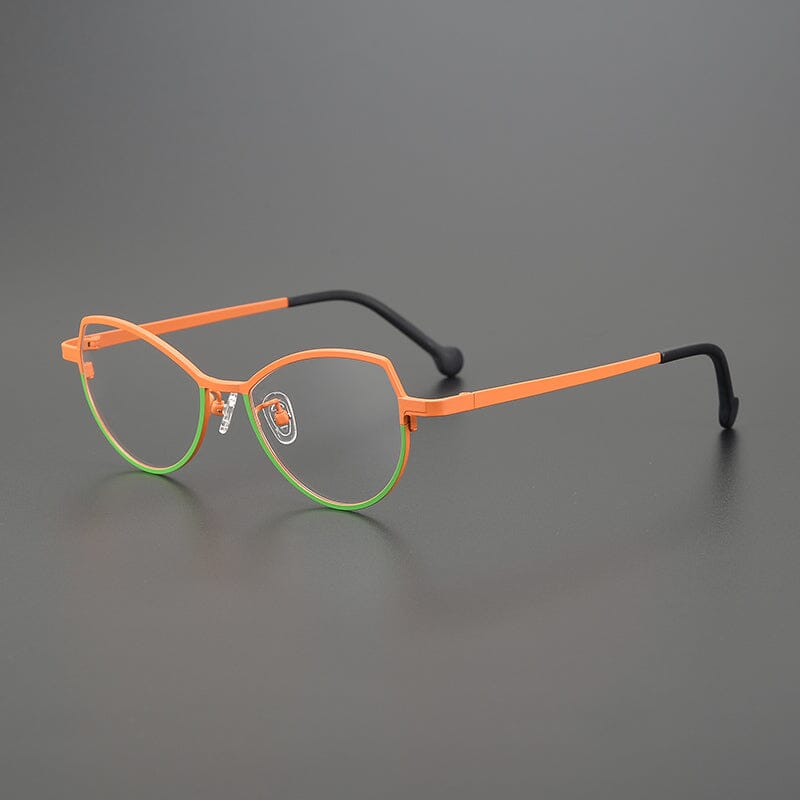 Janan Cat Eyes Titanium Glasses Frame Cat Eye Frames Southood Orange Green 