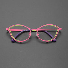 Jeanie Cat Eyes Titanium Glasses Frame Cat Eye Frames Southood Pink Green 