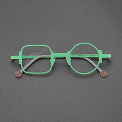 Jun Retro Titanium Glasses Frame Geometric Frames Southood Green 