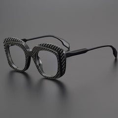 KC Vintage Acetate Glasses Frame Geometric Frames Southood Black 