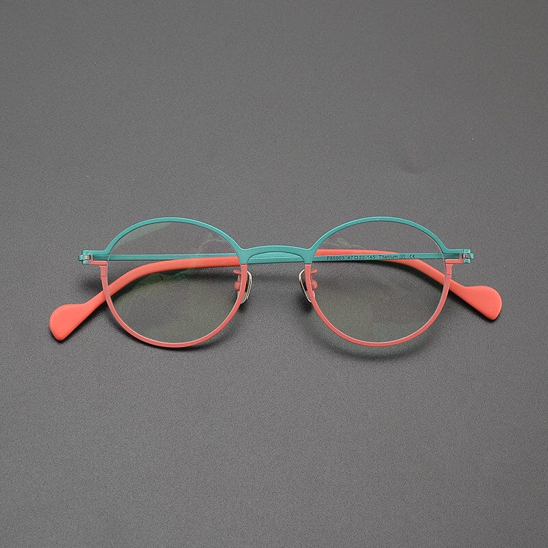 Kellen Round Titanium Glasses Frame Round Frames Southood Green Red 