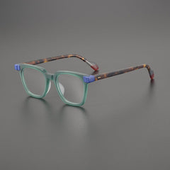 Klas Retro Acetate Glasses Frame Rectangle Frames Southood Green Leopard 