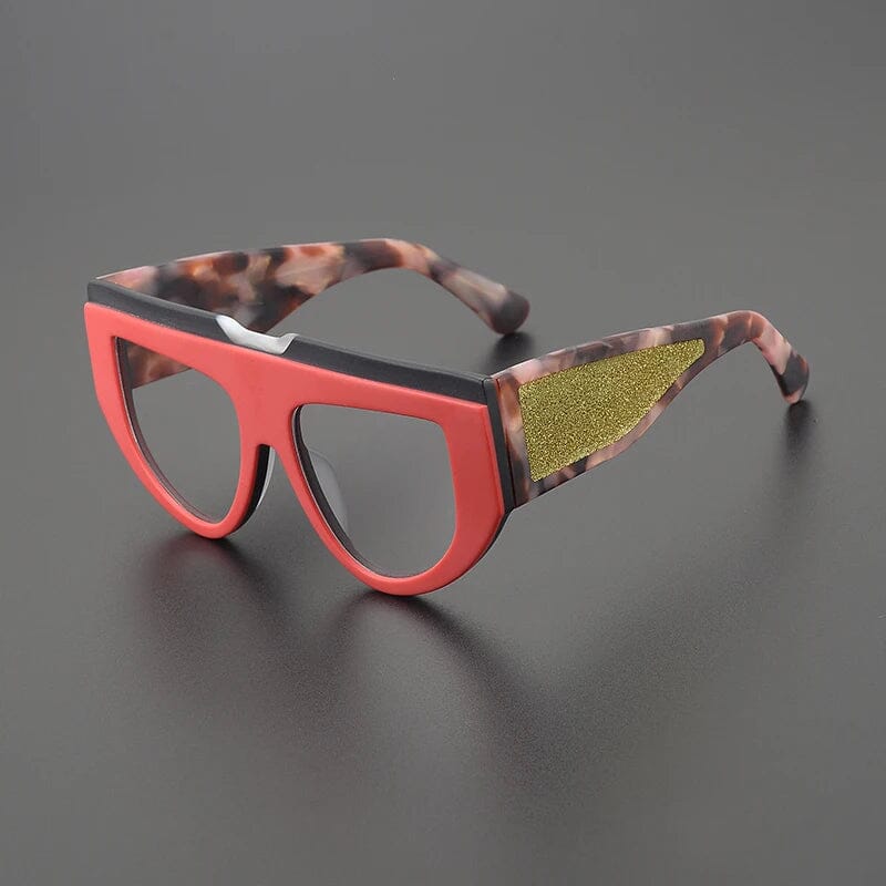 Klea Thick Acetate Glasses Frame Aviator Frames Southood Matte Red Black 