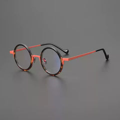 Kynon Titanium Acetate Round Glasses Frame Round Frames Southood Leopard Red 