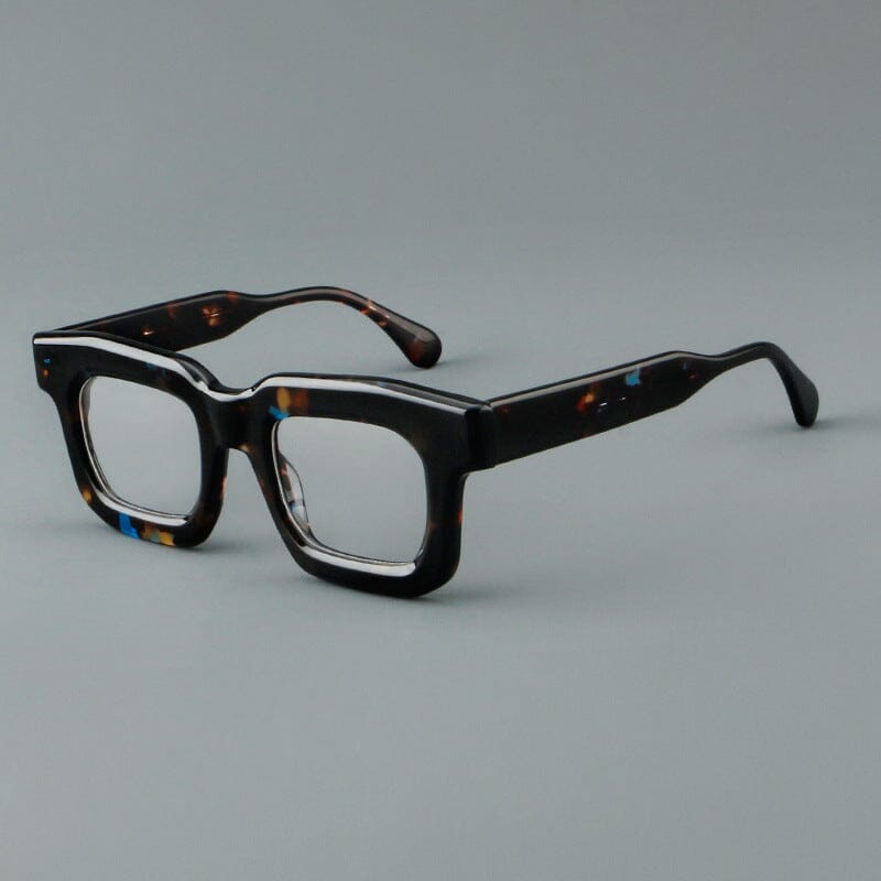 Lars Thick Square Acetate Glasses Frame Rectangle Frames Southood Blue leopard 