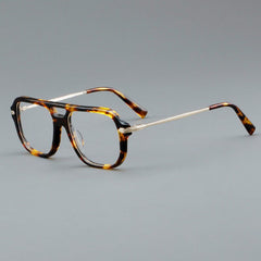 Maitland Retro Double-Bridge Glasses Frame Aviator Frames Southood Leopard 