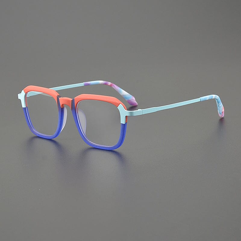 Nerhim Square Titanium Glasses Frame Rectangle Frames Southood Matte Blue 