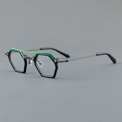 Nurhan Retro Acetate Titanium Glasses Frame Geometric Frames Southood Black Green 