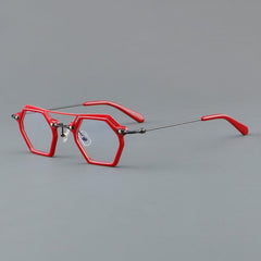 Nurhan Retro Acetate Titanium Glasses Frame Geometric Frames Southood Red 