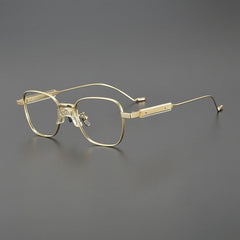 Obadiah Titanium Rectangle Glasses Frame Rectangle Frames Southood Gold 