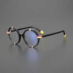 Oberon Acetate Round Retro Glasses Frame Round Frames Southood Black Yellow 