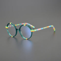 Oberon Acetate Round Retro Glasses Frame Round Frames Southood Green Yellow 