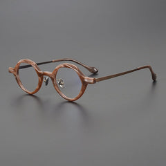 Okes Round Titanium Glasses Frame Round Frames Southood Brown 