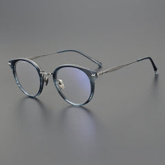 Parle Vintage Acetate Titanium Glasses Frame Round Frames Southood Blue gun 