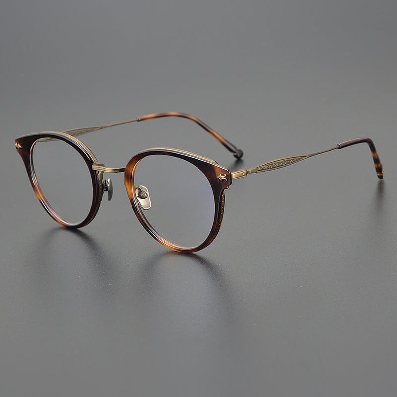 Parle Vintage Acetate Titanium Glasses Frame Round Frames Southood Leopard bronze 