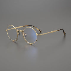 Porfirio Titanium Round Glasses Frame Round Frames Southood Gold 