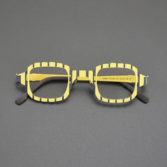 Rafa Square Titanium Glasses Frame Rectangle Frames Southood Yellow 