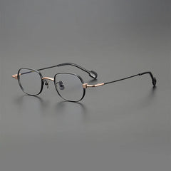 Randy Titanium Rectangle Glasses Frame Rectangle Frames Southood Black Gold 