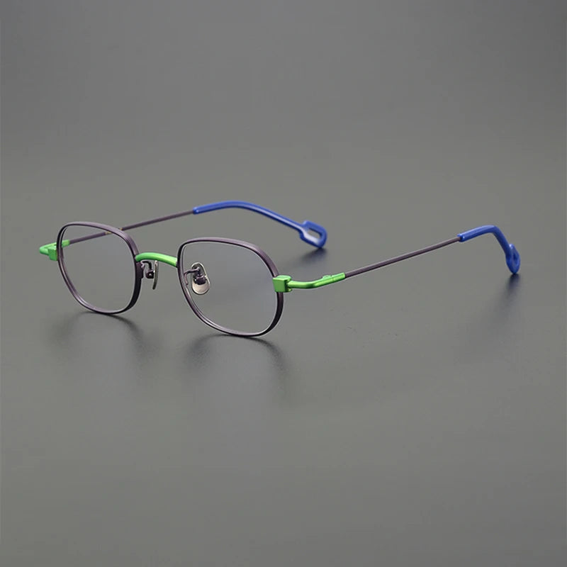 Randy Titanium Rectangle Glasses Frame Rectangle Frames Southood Purple Green 