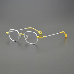 Randy Titanium Rectangle Glasses Frame Rectangle Frames Southood White Yellow 