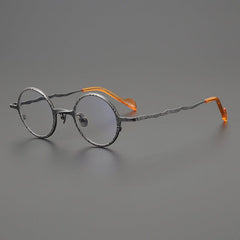 Rey Retro Round Titanium Eyeglasses Frame Round Frames Southood Orange Gun 