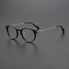 Rook Vintage Titanium Glasses Frame Cat Eye Frames Southood Black Gold 