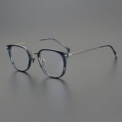 Rune Vintage Acetate Titanium Glasses Frame Round Frames Southood Blue gun 