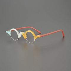 Shaw Round Acetate Glasses Frame Round Frames Southood Matte White Orange 