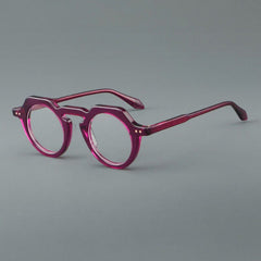 Shelton Vintage Acetate Glasses Frame Round Frames Southood Cherry red 